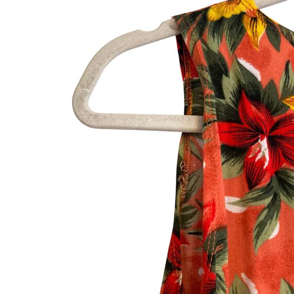 Vintage 80s Pink Yellow Hawaiian Floral Flowing Rayon Sheath Sundress Sz Medium - Picture 14 of 16